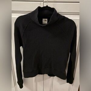 The North Face Women's black waffle Mock neck